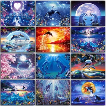 Total Quadrados&Redondos 5D Diamante Pintura Animais Dolphin Kit Sea world de decoração de casa de Diamand bordado mosaico de ponto de Cruz, Pintura de Venda 1