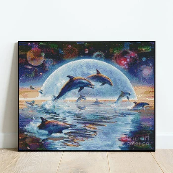 Total Quadrados&Redondos 5D Diamante Pintura Animais Dolphin Kit Sea world de decoração de casa de Diamand bordado mosaico de ponto de Cruz, Pintura de Venda 2