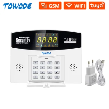 TOWODE Tuya Casa Inteligente Sistema de Alarme GSM WIFI com Fio de Segurança sem Fio Com Visor LCD a Cores de Sensor de Movimento Compatível com Alexa 1