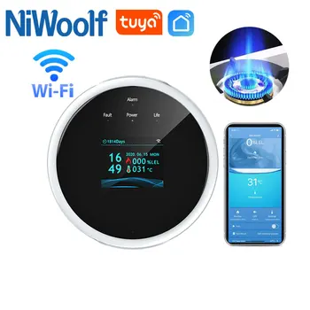 Tuya wi-Fi Vazamento de Gás, Sensor Conduziu a Tela de Combustíveis Smart Home Security Natural GLP Gás de Escapamento de Alarme Detector de Temperatura 1