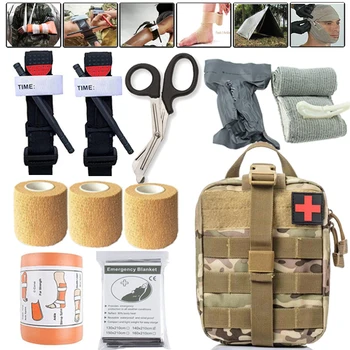 Tática Kit De Primeiros Socorros Militares Edc Sobrevivência Kits De Emergência Saco De Engrenagem Caça Exterior Médica Bolsa Torniquete Tesoura Curativos