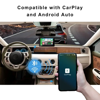 Universal de 7 Polegadas Lente Dupla 2.5 K + 1080P Traço Cam Portátil Estéreo sem Fio Apple Carplay Android Auto Multimídia FM WIFI 2