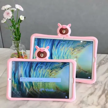 Urso rosa Stand Crianças à Prova de Choque de Corpo Inteiro Caso do Silicone para o Huawei MediaPad T3 10 MI-L09 W09 9.6