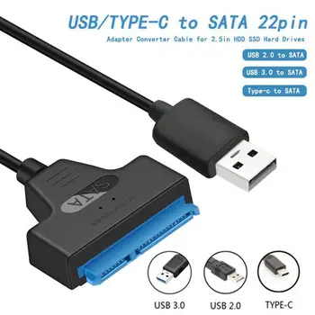 USB 3.0 / 2.0 Para Sata disco Rígido Adaptador de Cabo Tipo-c 3.0 / 2.0 Para Sata Conversor de 2,5 Polegadas Externo SSD HDD Unidade de disco Rígido Sata III