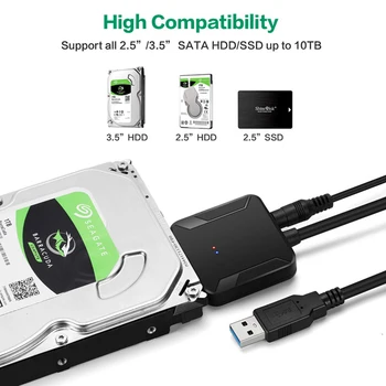 USB 3.0, SATA 3 Cabo Sata Para USB Adaptador de Converter os Cabos de Suporte 2.5/3.5 Polegadas Externo HDD SSD Adaptador de Unidade de disco Rígido
