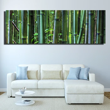 Verde Floresta de Bambu de Lona da Pintura a Natureza Bela Pôsteres e Impressões de Arte de Parede Picture Quarto Sala Decoração de Casa Sem Moldura