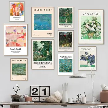 Vintage Van Gogh, Matisse Rosa Iris Amendoeiras em Flor Nórdicos Lona de Pôsteres e Impressões de Fotos Arte de Parede Pintura Decoração de Sala de estar