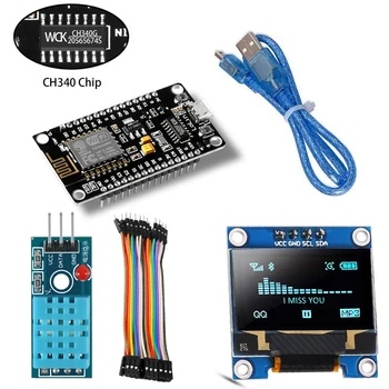 Wi-fi ESP8266 Starter Kit para IoT NodeMCU sem Fio I2C OLED DHT11 Temperatura do Sensor de Umidade Para o Arduino Wifi do Kit de Sensor de
