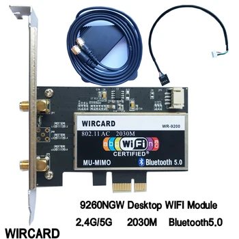 WIRCARD sem Fio-AC 9260 CA para Intel 9260ac 9260NGW 802.11 ac 2030Mbps PCI e PCIE 1X Adaptador de wi-Fi BT 5.0 Placa de Rede 1
