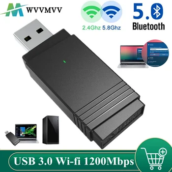 WVVMVV USB 3.0, Wi-fi 1200Mbps Adaptador Dual Band 2.4 Ghz/5.8 Ghz Bluetooth 5.0/WiFi 2 em 1 Antena Adaptador Dongle para Laptops PC