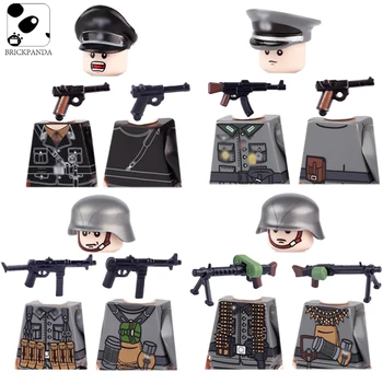 WW2 Figuras Militares Blocos de Construção Alemanha Exército MP40 Soldados Arma Armas Acessórios Impresso Capacete de Tijolos Brinquedos Presentes 2