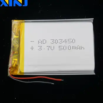 XINJ 3,7 V 500 mAh de Lítio do Polímero da Bateria do Li Lipo Célula 303450 Para Mp3 MP4 DashCam Telefone da Câmera do Carro Gravador de Condução em seu GPS 1