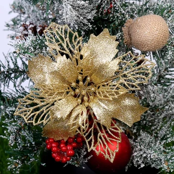 XX9B Natal de Brilho de bicos-de-Flores Artificiais do Natal, Enfeites de Árvore de Plástico para Grinaldas de Garland, Férias, Decoração do Casamento 2