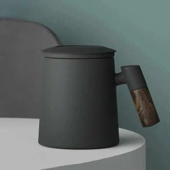 Youpin NRMEI Caneca de Cerâmica Xícara de Chá com Infusor de 500ML Homens e Mulheres Office com Alça Coador de Chá Tampa do Agregado familiar Parede Dobro Caneca