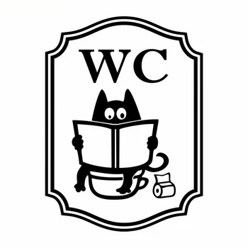 YOYOYU de Vinil autocolantes de Parede WC Engraçado Gato de casa de banho Sinal de Pequenos Objetos de Interior de Quarto de Casa, Decoração de Porta Etiquetas FD468 1