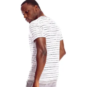 Zebra Listrada Homens T-Shirt Listrada em Preto e Branco Camiseta para o Homem Vertical do arco-íris Faixa Masculina Gola de camisa de Manga Curta T 2